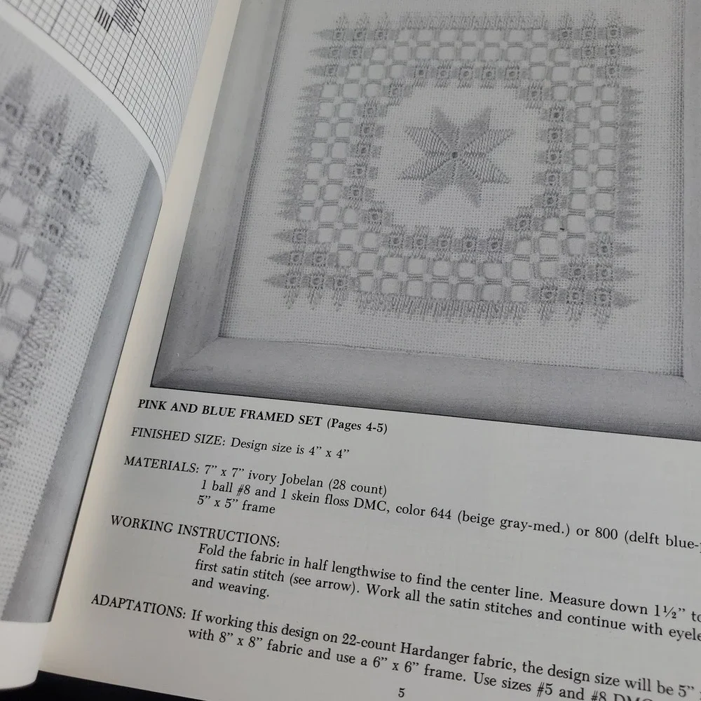 Lot Of 5 Mixed Hardanger Embroidery  patterns Design Instruction Sweetheart Tree